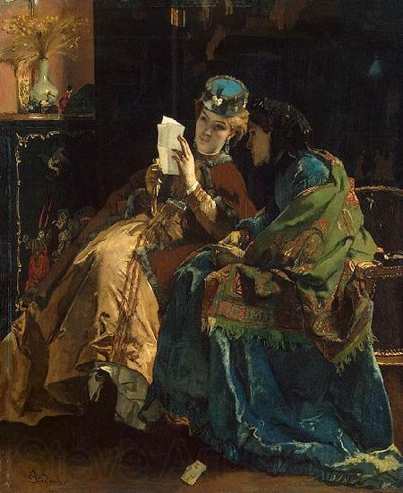 Alfred Stevens Pleasant Letter Norge oil painting art